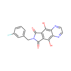O=C1c2c(c(O)c3nccnc3c2O)C(=O)N1Cc1cccc(F)c1 ZINC000013612283