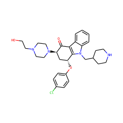 O=C1c2c(n(CC3CCNCC3)c3ccccc23)[C@H](Oc2ccc(Cl)cc2)C[C@H]1N1CCN(CCO)CC1 ZINC000028572483