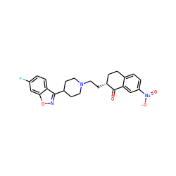 O=C1c2cc([N+](=O)[O-])ccc2CC[C@H]1CCN1CCC(c2noc3cc(F)ccc23)CC1 ZINC000103232436