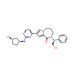 O=C1c2cc(-c3ccnc(N[C@H]4CC[C@@H](O)C4)n3)cn2CCCN1[C@H](CO)c1ccccc1 ZINC000473133699