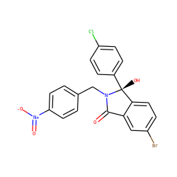 O=C1c2cc(Br)ccc2[C@@](O)(c2ccc(Cl)cc2)N1Cc1ccc([N+](=O)[O-])cc1 ZINC000142808117