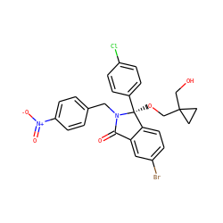 O=C1c2cc(Br)ccc2[C@](OCC2(CO)CC2)(c2ccc(Cl)cc2)N1Cc1ccc([N+](=O)[O-])cc1 ZINC000072126885