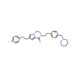 O=C1c2cc(CCc3ccc(F)cc3)cn2CCN1CCc1ccc(CN2CCCCC2)cc1 ZINC000036270599