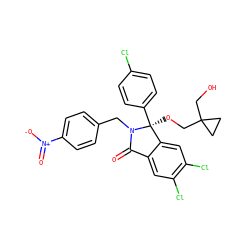 O=C1c2cc(Cl)c(Cl)cc2[C@](OCC2(CO)CC2)(c2ccc(Cl)cc2)N1Cc1ccc([N+](=O)[O-])cc1 ZINC000072126858