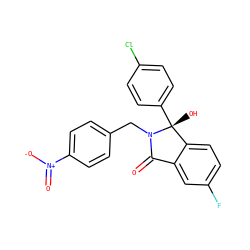 O=C1c2cc(F)ccc2[C@@](O)(c2ccc(Cl)cc2)N1Cc1ccc([N+](=O)[O-])cc1 ZINC000143247492