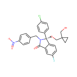 O=C1c2cc(F)ccc2[C@](OCC2(CO)CC2)(c2ccc(Cl)cc2)N1Cc1ccc([N+](=O)[O-])cc1 ZINC000072125921