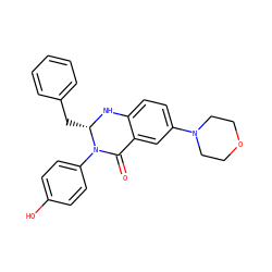 O=C1c2cc(N3CCOCC3)ccc2N[C@@H](Cc2ccccc2)N1c1ccc(O)cc1 ZINC000072113605