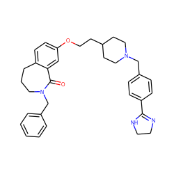 O=C1c2cc(OCCC3CCN(Cc4ccc(C5=NCCN5)cc4)CC3)ccc2CCCN1Cc1ccccc1 ZINC000028394256