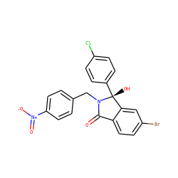 O=C1c2ccc(Br)cc2[C@@](O)(c2ccc(Cl)cc2)N1Cc1ccc([N+](=O)[O-])cc1 ZINC000117282455