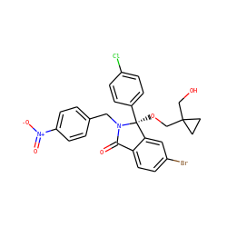 O=C1c2ccc(Br)cc2[C@](OCC2(CO)CC2)(c2ccc(Cl)cc2)N1Cc1ccc([N+](=O)[O-])cc1 ZINC000072126298