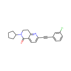O=C1c2ccc(C#Cc3cccc(Cl)c3)nc2CCN1C1CCCC1 ZINC000071333275