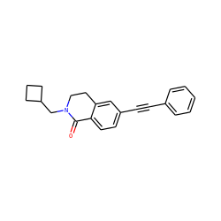 O=C1c2ccc(C#Cc3ccccc3)cc2CCN1CC1CCC1 ZINC000066073825