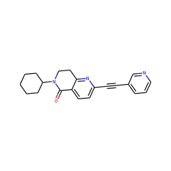 O=C1c2ccc(C#Cc3cccnc3)nc2CCN1C1CCCCC1 ZINC000071341336