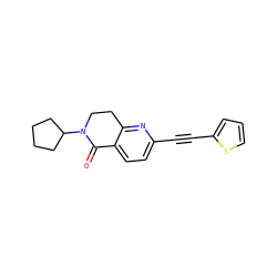 O=C1c2ccc(C#Cc3cccs3)nc2CCN1C1CCCC1 ZINC000071331848