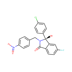 O=C1c2ccc(F)cc2[C@@](O)(c2ccc(Cl)cc2)N1Cc1ccc([N+](=O)[O-])cc1 ZINC000143203379