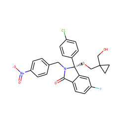 O=C1c2ccc(F)cc2[C@](OCC2(CO)CC2)(c2ccc(Cl)cc2)N1Cc1ccc([N+](=O)[O-])cc1 ZINC000072125991