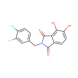 O=C1c2ccc(O)c(O)c2C(=O)N1Cc1ccc(Cl)c(F)c1 ZINC000042921759