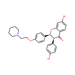 O=C1c2ccc(O)cc2O[C@H](c2ccc(OCCN3CCCCC3)cc2)[C@@H]1c1ccc(O)cc1 ZINC000013560486