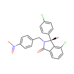 O=C1c2cccc(Cl)c2[C@@](O)(c2ccc(Cl)cc2)N1Cc1ccc([N+](=O)[O-])cc1 ZINC000142324617