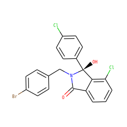 O=C1c2cccc(Cl)c2[C@@](O)(c2ccc(Cl)cc2)N1Cc1ccc(Br)cc1 ZINC000142352334