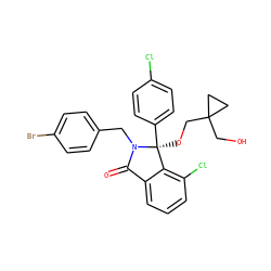 O=C1c2cccc(Cl)c2[C@](OCC2(CO)CC2)(c2ccc(Cl)cc2)N1Cc1ccc(Br)cc1 ZINC000072126878