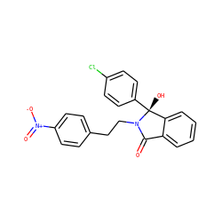 O=C1c2ccccc2[C@@](O)(c2ccc(Cl)cc2)N1CCc1ccc([N+](=O)[O-])cc1 ZINC000066124582