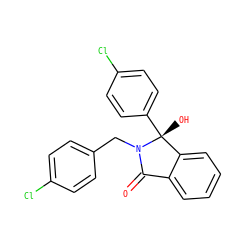 O=C1c2ccccc2[C@@](O)(c2ccc(Cl)cc2)N1Cc1ccc(Cl)cc1 ZINC000066111887