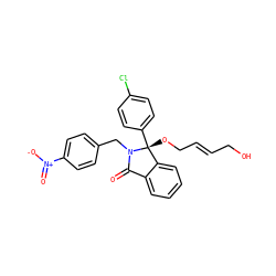 O=C1c2ccccc2[C@@](OC/C=C/CO)(c2ccc(Cl)cc2)N1Cc1ccc([N+](=O)[O-])cc1 ZINC000117265281