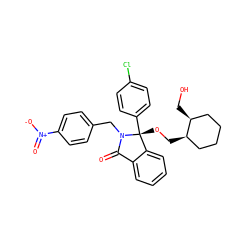 O=C1c2ccccc2[C@@](OC[C@@H]2CCCC[C@@H]2CO)(c2ccc(Cl)cc2)N1Cc1ccc([N+](=O)[O-])cc1 ZINC000066111917