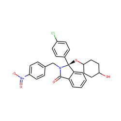 O=C1c2ccccc2[C@@](OC2CCC(O)CC2)(c2ccc(Cl)cc2)N1Cc1ccc([N+](=O)[O-])cc1 ZINC000066114384