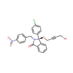 O=C1c2ccccc2[C@@](OCC#CCO)(c2ccc(Cl)cc2)N1Cc1ccc([N+](=O)[O-])cc1 ZINC000066111915