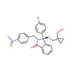 O=C1c2ccccc2[C@@](OCC2(CO)CC2)(c2ccc(Br)cc2)N1Cc1ccc([N+](=O)[O-])cc1 ZINC000142559100