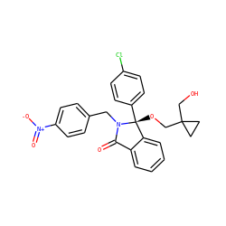 O=C1c2ccccc2[C@@](OCC2(CO)CC2)(c2ccc(Cl)cc2)N1Cc1ccc([N+](=O)[O-])cc1 ZINC000066114124