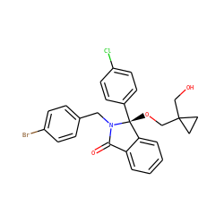 O=C1c2ccccc2[C@@](OCC2(CO)CC2)(c2ccc(Cl)cc2)N1Cc1ccc(Br)cc1 ZINC000066122831