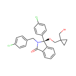 O=C1c2ccccc2[C@@](OCC2(CO)CC2)(c2ccc(Cl)cc2)N1Cc1ccc(Cl)cc1 ZINC000066122828