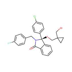 O=C1c2ccccc2[C@@](OCC2(CO)CC2)(c2ccc(Cl)cc2)N1Cc1ccc(F)cc1 ZINC000066114518