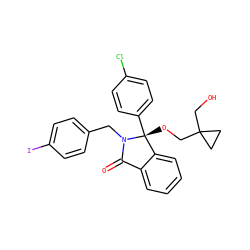 O=C1c2ccccc2[C@@](OCC2(CO)CC2)(c2ccc(Cl)cc2)N1Cc1ccc(I)cc1 ZINC000066165924