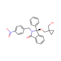 O=C1c2ccccc2[C@@](OCC2(CO)CC2)(c2ccccc2)N1Cc1ccc([N+](=O)[O-])cc1 ZINC000142434904