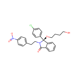 O=C1c2ccccc2[C@@](OCCCCO)(c2ccc(Cl)cc2)N1CCc1ccc([N+](=O)[O-])cc1 ZINC000066128728