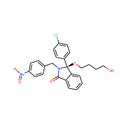 O=C1c2ccccc2[C@@](OCCCCO)(c2ccc(Cl)cc2)N1Cc1ccc([N+](=O)[O-])cc1 ZINC000059151966