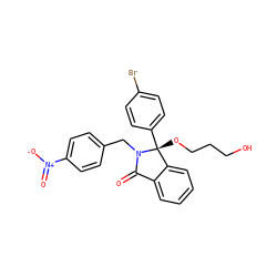 O=C1c2ccccc2[C@@](OCCCO)(c2ccc(Br)cc2)N1Cc1ccc([N+](=O)[O-])cc1 ZINC000066128780