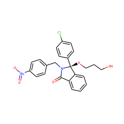 O=C1c2ccccc2[C@@](OCCCO)(c2ccc(Cl)cc2)N1Cc1ccc([N+](=O)[O-])cc1 ZINC000059152182