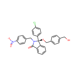 O=C1c2ccccc2[C@@](OCc2ccc(CO)cc2)(c2ccc(Cl)cc2)N1Cc1ccc([N+](=O)[O-])cc1 ZINC000066128788