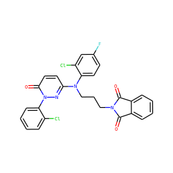 O=C1c2ccccc2C(=O)N1CCCN(c1ccc(=O)n(-c2ccccc2Cl)n1)c1ccc(F)cc1Cl ZINC000014961556