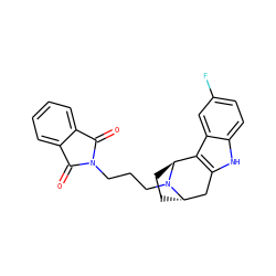 O=C1c2ccccc2C(=O)N1CCCN1[C@H]2CC[C@H]1c1c([nH]c3ccc(F)cc13)C2 ZINC000149568097