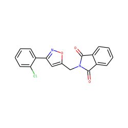 O=C1c2ccccc2C(=O)N1Cc1cc(-c2ccccc2Cl)no1 ZINC000005680097