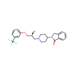 O=C1c2ccccc2CN1C1CCN(C[C@H](O)COc2cccc(C(F)(F)F)c2)CC1 ZINC000473156216