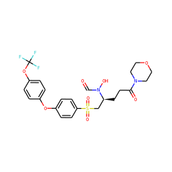 O=CN(O)[C@@H](CCC(=O)N1CCOCC1)CS(=O)(=O)c1ccc(Oc2ccc(OC(F)(F)F)cc2)cc1 ZINC000026393789