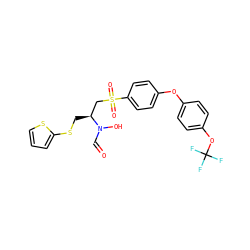 O=CN(O)[C@@H](CSc1cccs1)CS(=O)(=O)c1ccc(Oc2ccc(OC(F)(F)F)cc2)cc1 ZINC000026387648