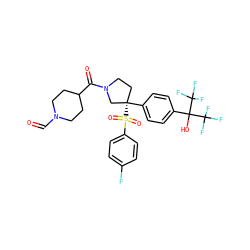 O=CN1CCC(C(=O)N2CC[C@](c3ccc(C(O)(C(F)(F)F)C(F)(F)F)cc3)(S(=O)(=O)c3ccc(F)cc3)C2)CC1 ZINC001772656174